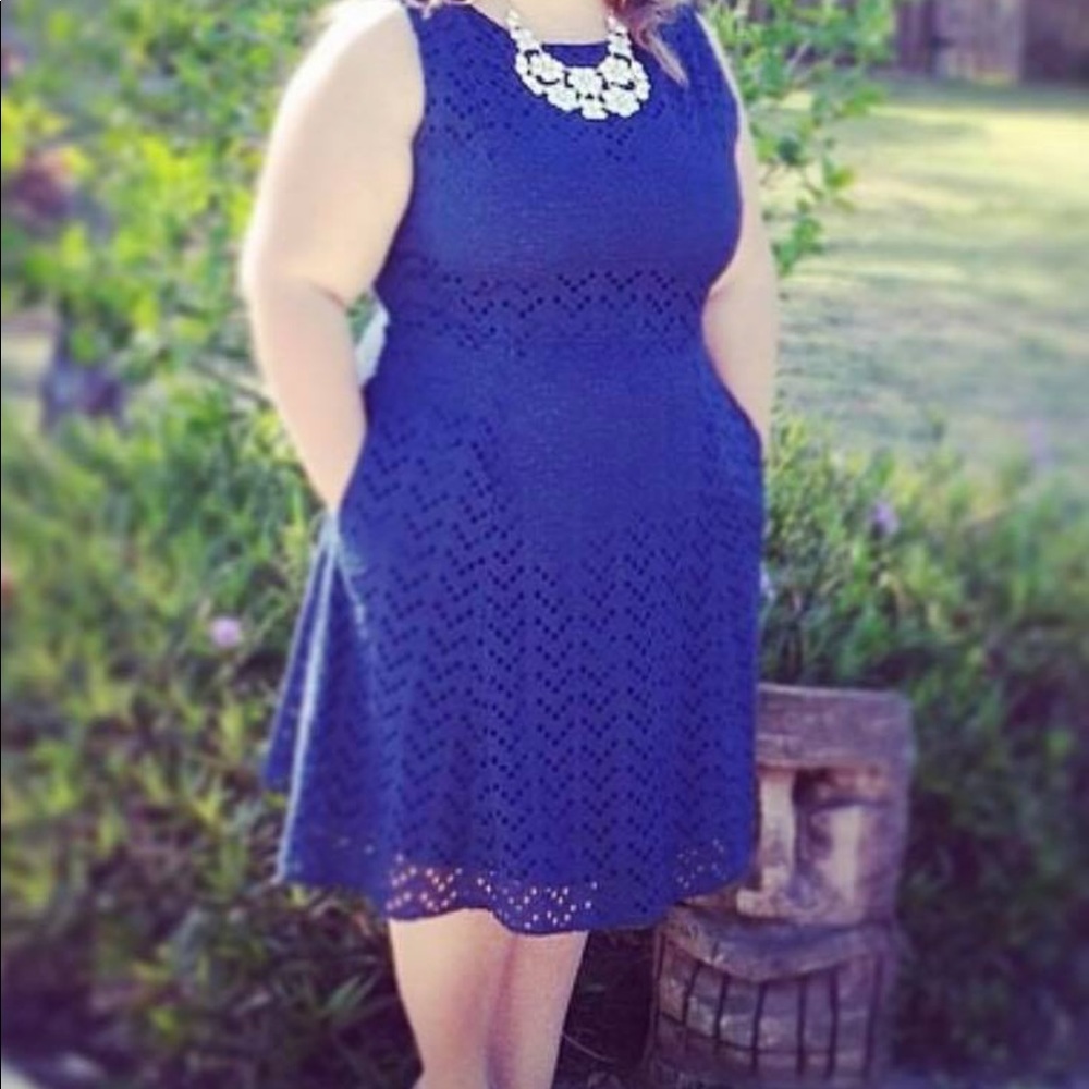 Ralph Lauren Eyelet Navy Dress